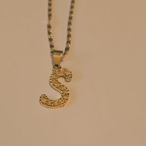 Gold Initial 'S' Pendant Necklace